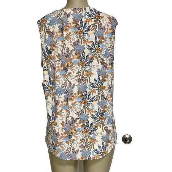 New Cure Blouse Top Women's 1XL Neutral Colorful Floral Sleeveless Soft Stretch - Picture 4 of 10